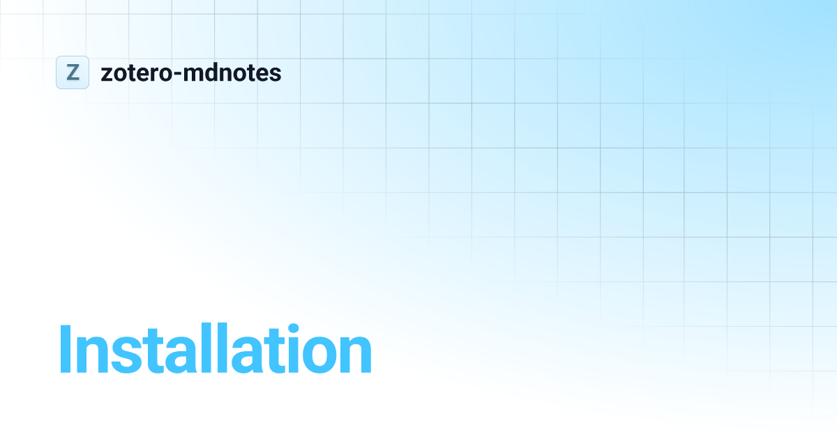 Installation zoteromdnotes